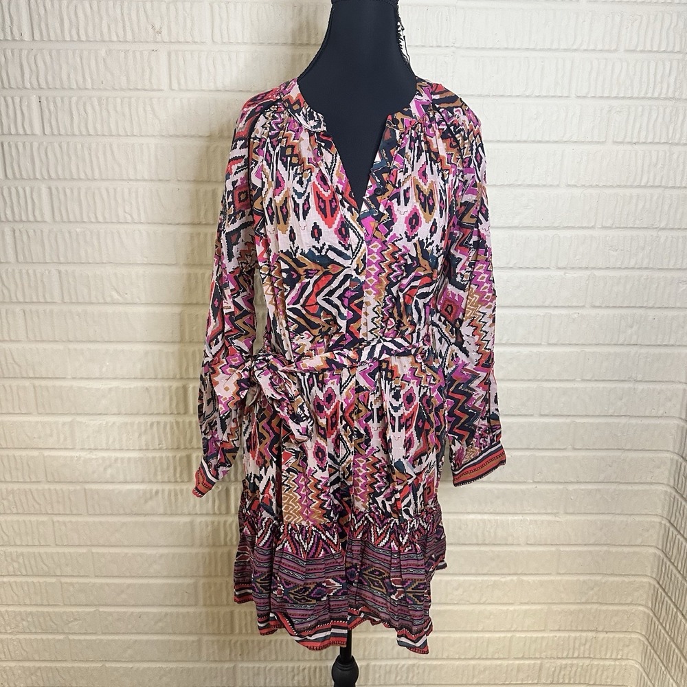 NWT Zara Boho Mini Dress Festival Geometric Sz M Cottage Aztec The Angie Dress